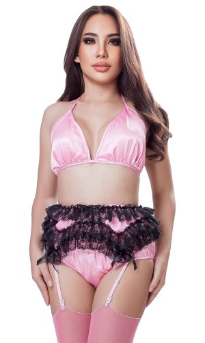 Candy Satin and Lace Suspender Belt Candy Satin and Lace Suspender Belt