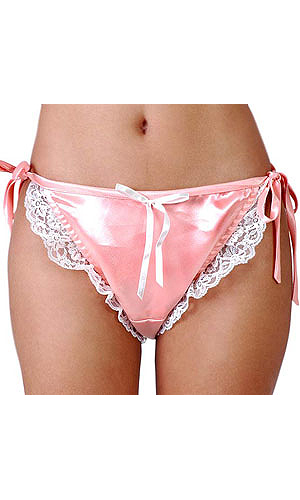 Bikini Peach Satin Panties with White Lace Bikini Peach Satin Panties with White Lace