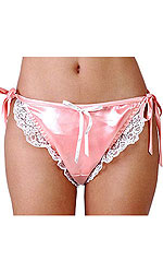 Bikini Peach Satin Panties with White Lace