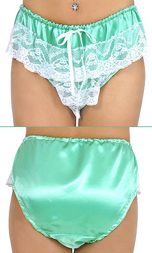 Jazelle Green Satin Panties with Lace Jazelle Green Satin Panties with Lace